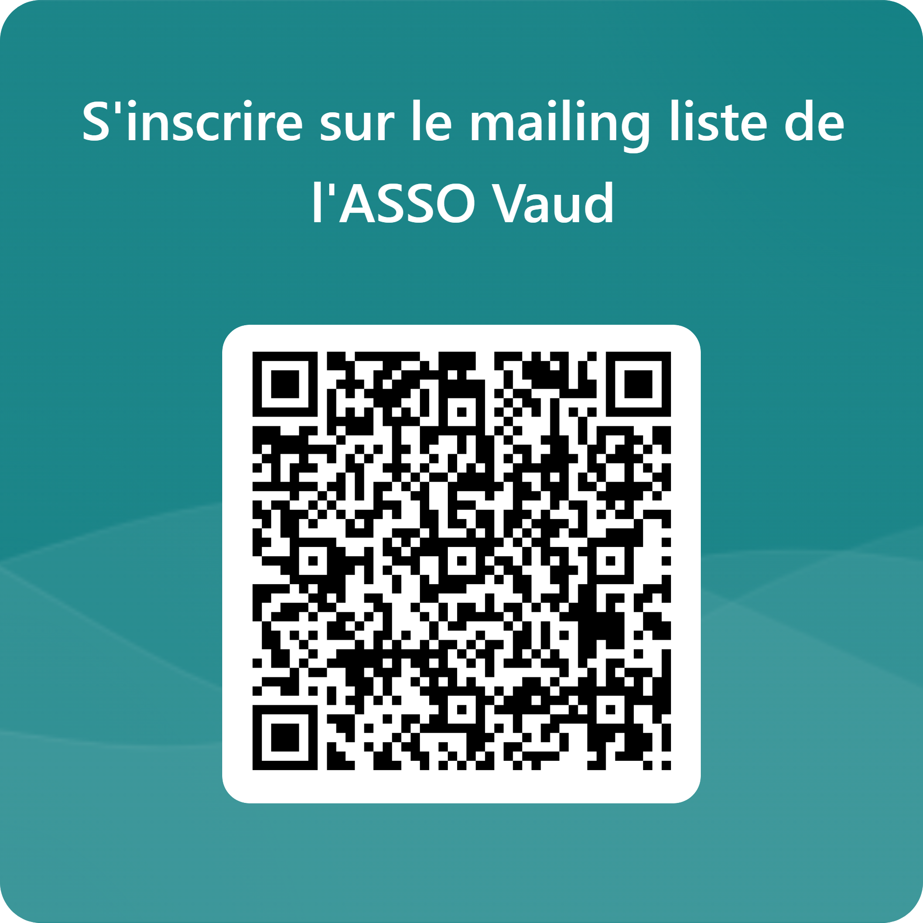 QRCode pour S'inscrire sur le mailing liste de l'ASSO Vaud